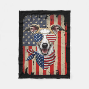 4th of July Whippet Dog AAAmerican Flag USA Fleece Blanket