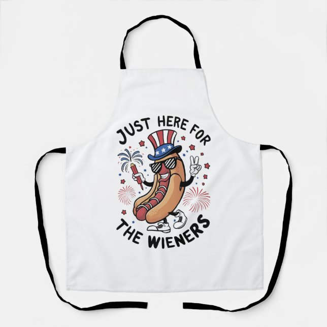 4th Of July Wieners USA American flag Patriotic  Apron (Front)