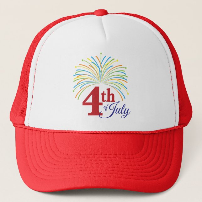 4th of July with Colourful Fireworks Trucker Hat (Front)
