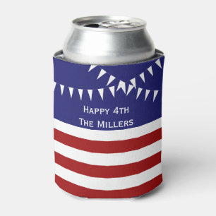 4th of July with Flags Customisable Can Cooler