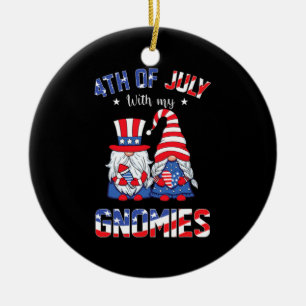 4th Of July With My Gnomies Patriotic Gnome Ceramic Tree Decoration