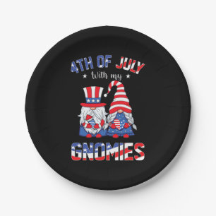 4th Of July With My Gnomies Patriotic Gnome Paper Plate