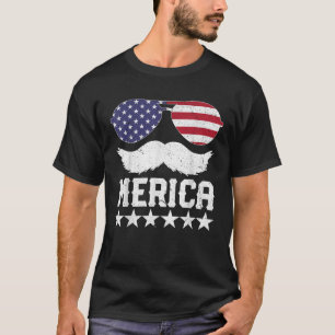 4th of July Women Funny Men MERICA America Flag Mu T-Shirt
