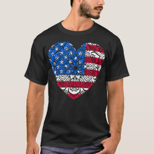 4th of July Women Girls Kids Mandala American Hear T-Shirt