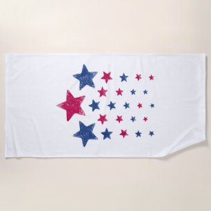 4th of July Women Men Kids Cute USA Patriotic Star Beach Towel