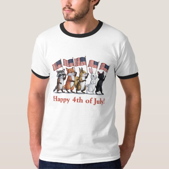 4th of July Woodland Creatures T-Shirt (Front)