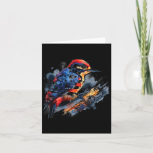 4th Of July Woodpecker Bird Lovers Usa Flag Patrio Card