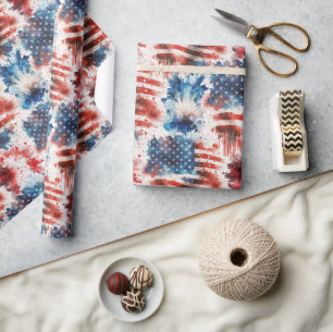 4th Of July Wrapping Paper In Red White and Blue