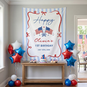 4th Of Patriotic Theme Birthday Tapestry