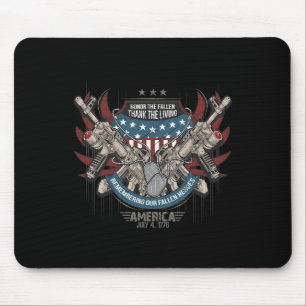 4th Patriotic America Military Veteran Independenc Mouse Pad