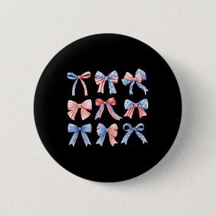 4th Patriotic Coquette Girly Girl American Flag Bo 6 Cm Round Badge