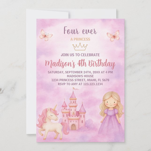 4th Princess Birthday Invitation (Front)