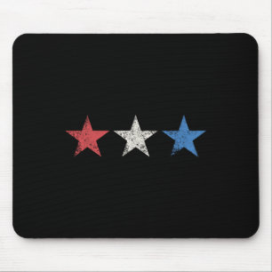 4th Red White Blue Stars Cute Usa Patriotic Americ Mouse Pad