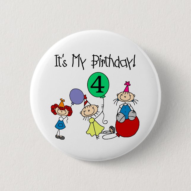 4th Stick Kids Party Birthday Tshirts and Gifts 6 Cm Round Badge (Front)