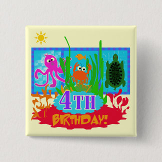 4th Undersea Adventure Birthday Tshirts 15 Cm Square Badge