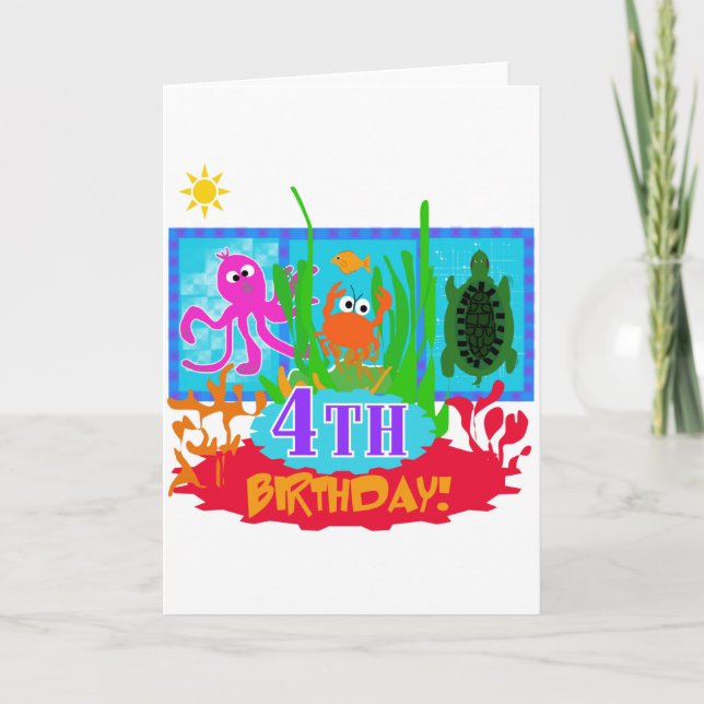 4th Undersea Adventure Birthday Tshirts Card (Front)