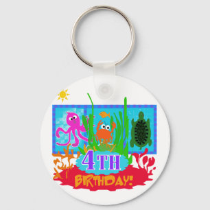4th Undersea Adventure Birthday Tshirts Key Ring