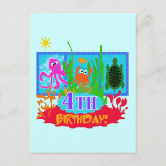 4th Undersea Adventure Birthday Tshirts Postcard