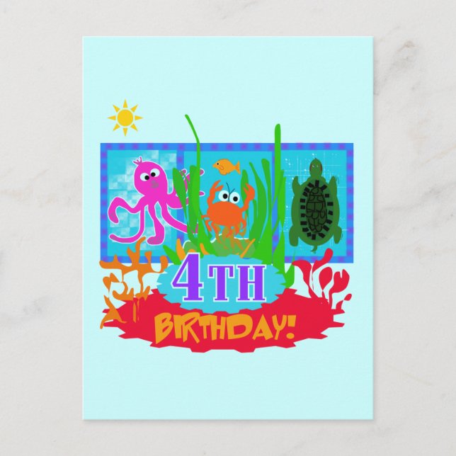 4th Undersea Adventure Birthday Tshirts Postcard (Front)