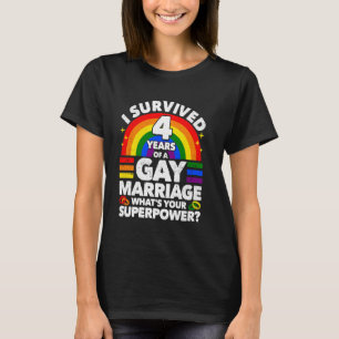 4th Wedding Anniversary 4 Years Gay Marriage Husba T-Shirt