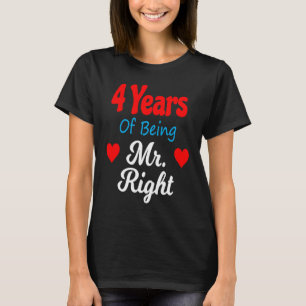 4th Wedding Anniversary for Men Him Mr Right Husba T-Shirt