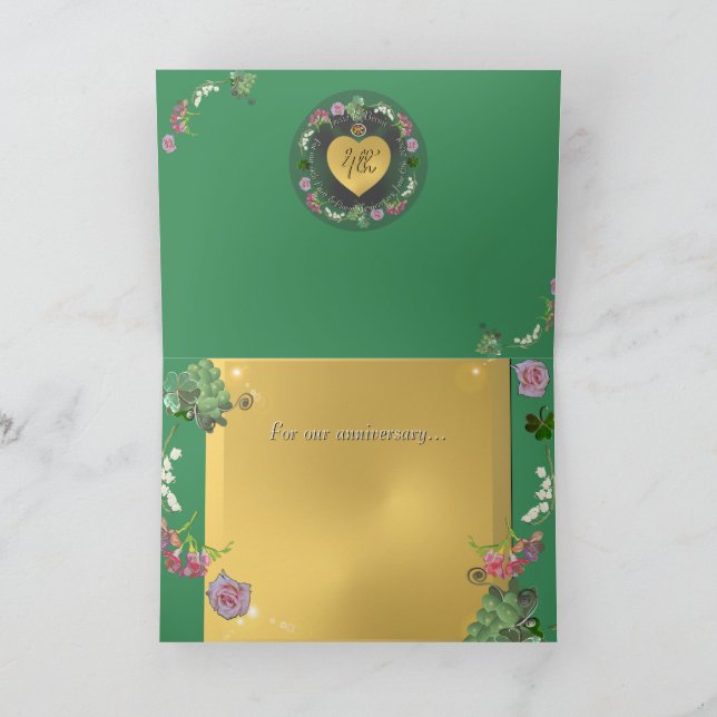 4th Wedding Anniversary Fruit Floral Greeting Thank You Card (Inside)