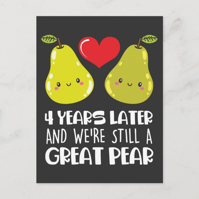 4th Wedding Anniversary Gift Married Couple Pear Postcard (Front)