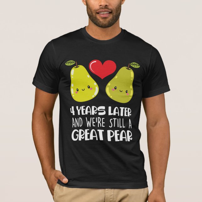 4th Wedding Anniversary Gift Married Couple Pear T-Shirt (Front)