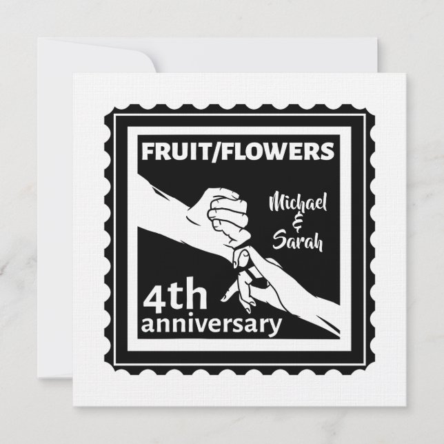 4th Wedding anniversary holding hands romantic Invitation (Front)