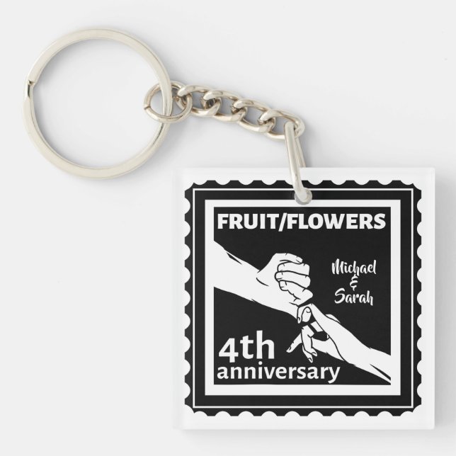 4th Wedding anniversary holding hands romantic Key Ring (Front)