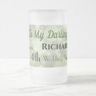4th Wedding Anniversary Husband Frosted Glass Frosted Glass Beer Mug