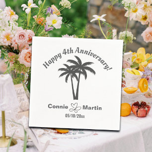 4th Wedding Anniversary Palm Trees Napkin