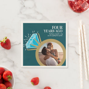 4th wedding anniversary party gold ring photo napkin