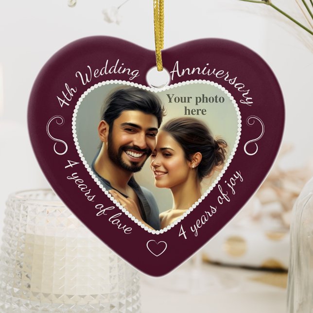 4th Wedding Anniversary Photo Ceramic Tree Decoration (Creator Uploaded)