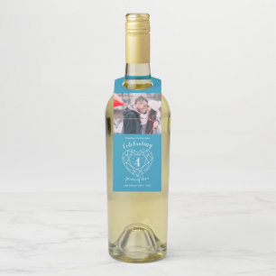 4th wedding Anniversary photo topaz gemstone heart Bottle Tag