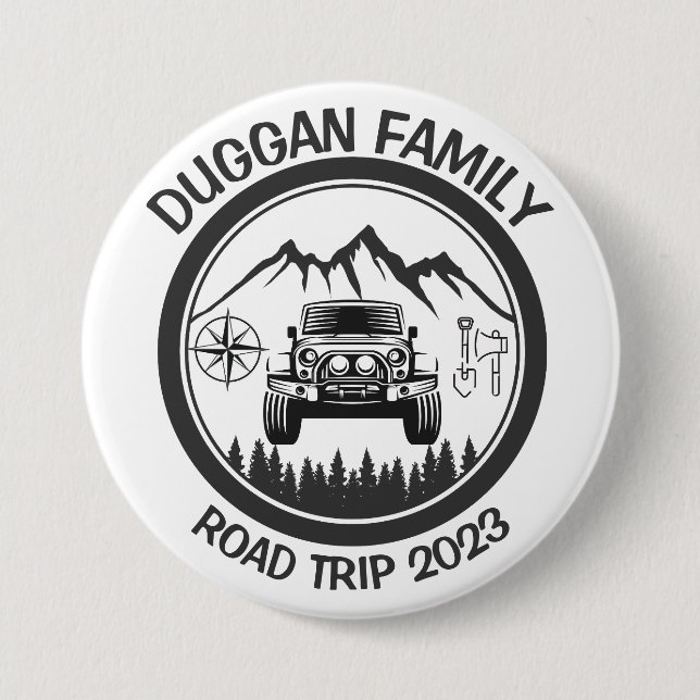 4x4 Family Road Trip Personalised Custom Text 7.5 Cm Round Badge (Front)