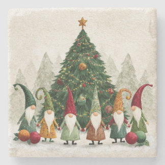 4x4 Stone Christmas Gnome Coaster
