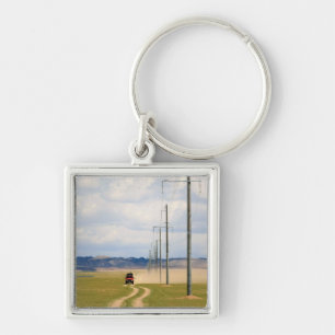 4X4 Vehicles On Dirt Road, Gobi Desert Key Ring