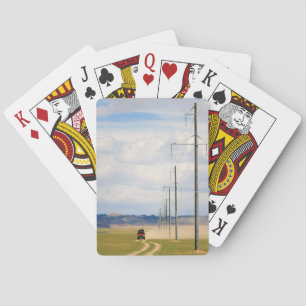 4X4 Vehicles On Dirt Road, Gobi Desert Playing Cards