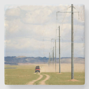 4X4 Vehicles On Dirt Road, Gobi Desert Stone Coaster