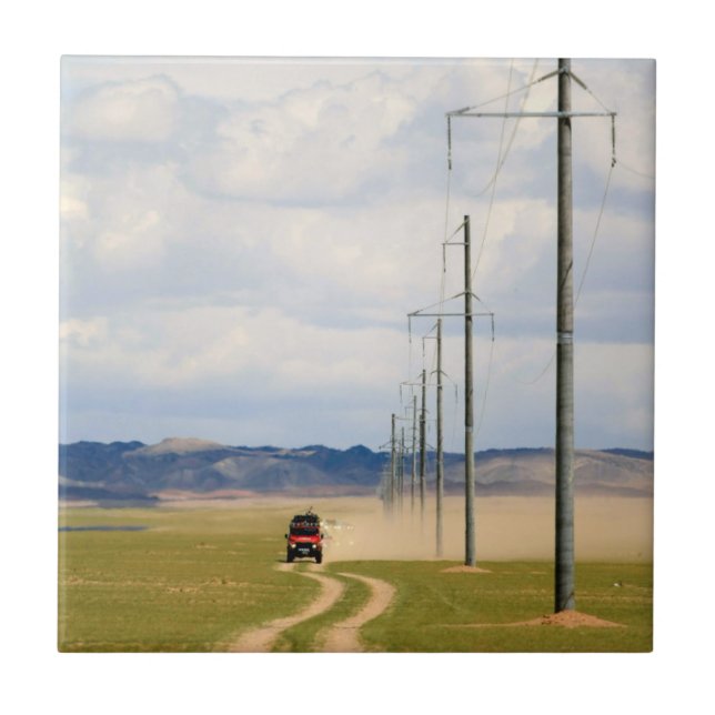 4X4 Vehicles On Dirt Road, Gobi Desert Tile (Front)
