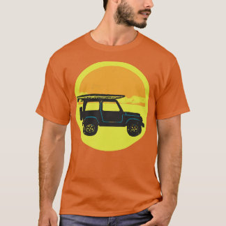 4x4 with Surfboard and Sun T-Shirt