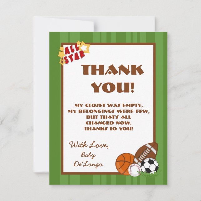 4x5 FLAT Thank you Card All-Star Green (Front)