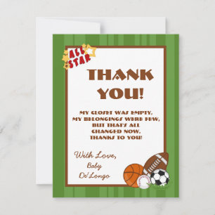 4x5 FLAT Thank you Card All-Star Green