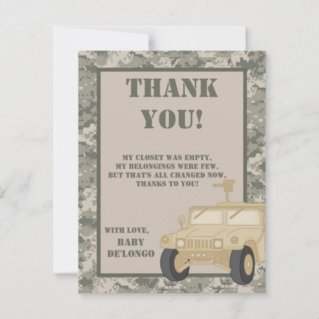 4x5 FLAT Thank You Card ARMY ACU Camoflauge Digita (Front)