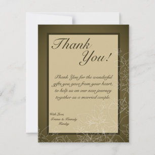 4x5 FLAT Thank You Card Autumn Floral Fall Brown