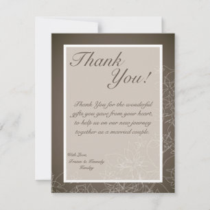 4x5 FLAT Thank You Card Autumn Floral Fall Grey