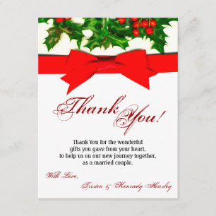 4x5 FLAT Thank You Card Baughs Holly Berry Christm