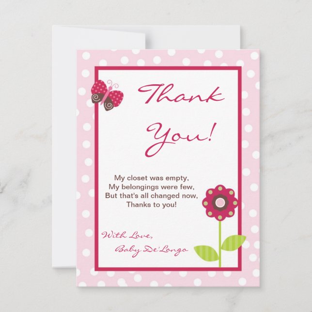 4x5 FLAT Thank You Card Berry Garden Lady Bug (Front)