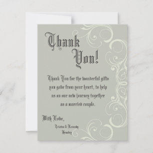 4x5 FLAT Thank You Card Black Tie Affair Grey Eleg